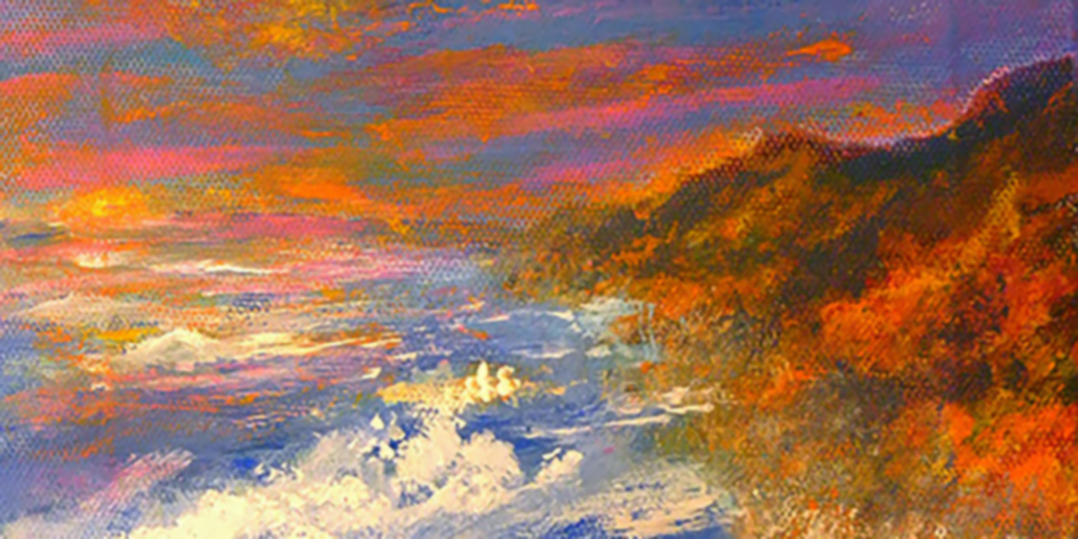 Waves Crashing at Dusk
